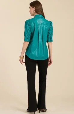 Clearance Alice Vegan Leather Shirt In Deep Blouses