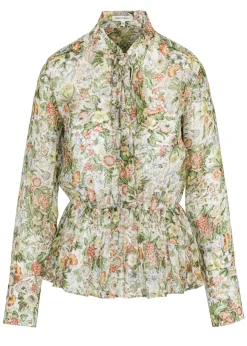 Clearance All Over Floral On Viscose Chiffon Tie Front Blouse In Blouses