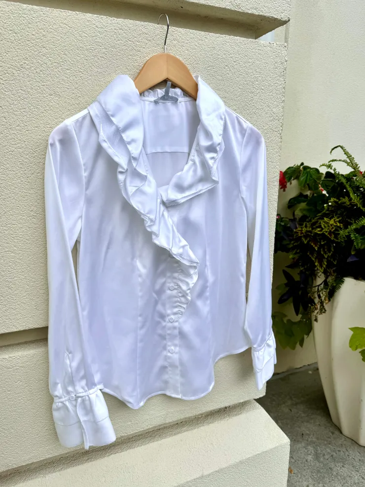 Clearance Amara Ruffle Long Sleeve Blouse In Blouses