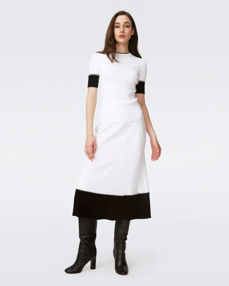 New Benedetta Midi Skirt In Black And Ivory Sweaters|Skirts