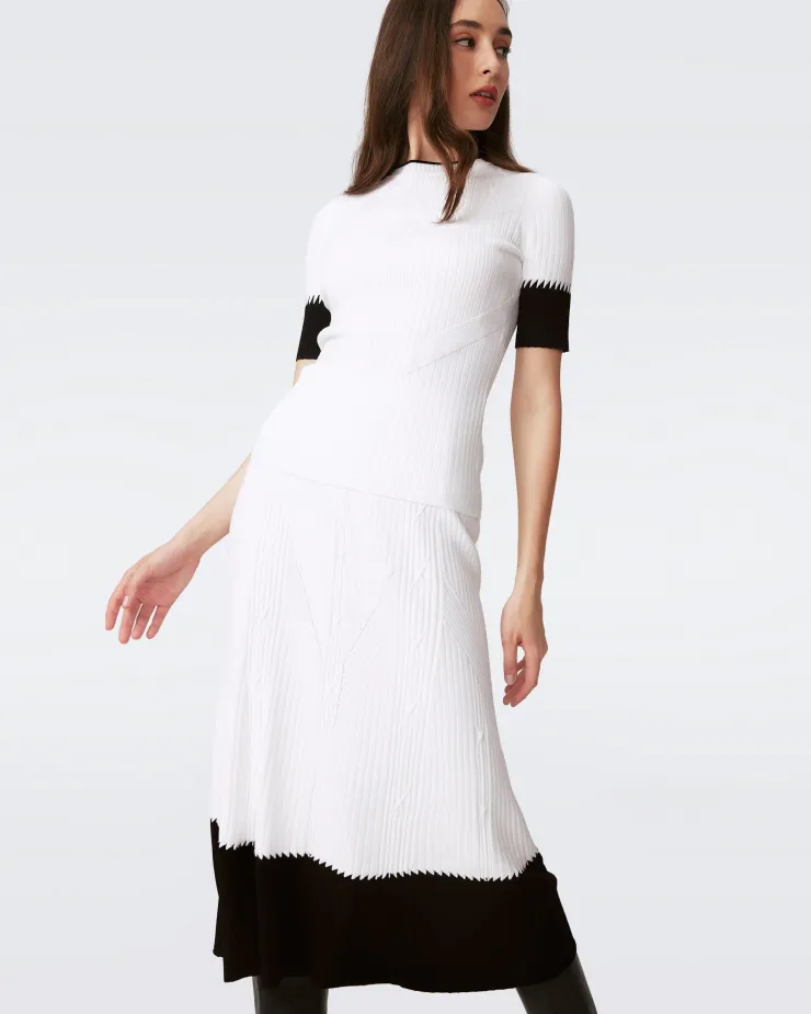 New Benedetta Midi Skirt In Black And Ivory Sweaters|Skirts
