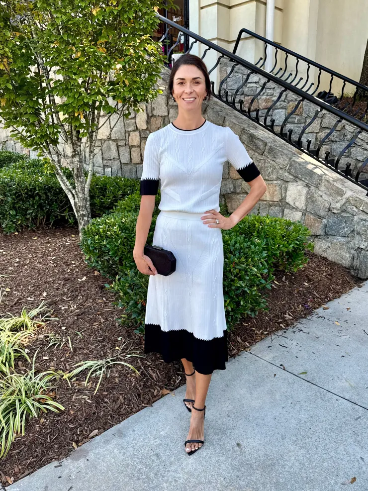 New Benedetta Midi Skirt In Black And Ivory Sweaters|Skirts