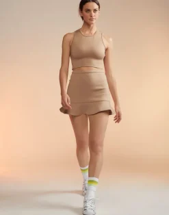 Outlet Bonded Mini Skirt In Tan Skirts