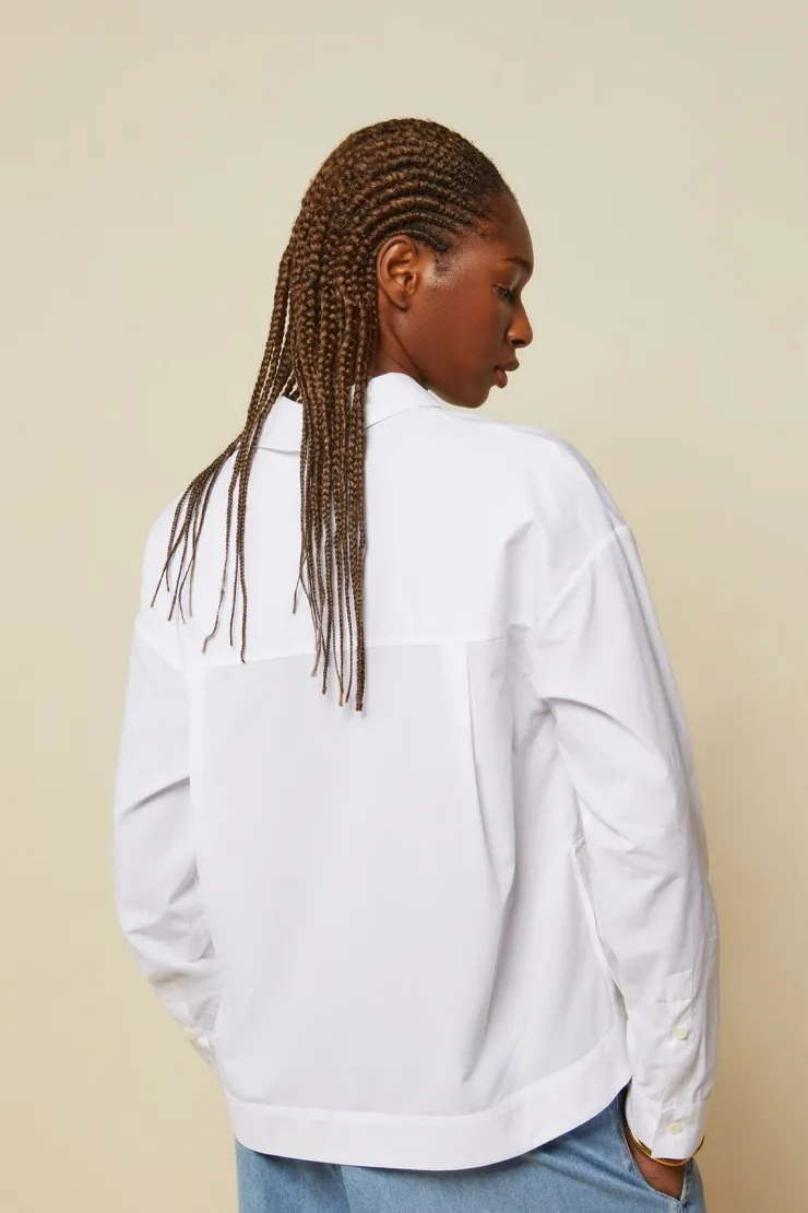 Fashion Button Detailed Cotton Poplin Shirt In Blouses