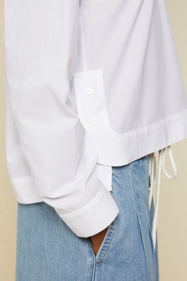 Fashion Button Detailed Cotton Poplin Shirt In Blouses