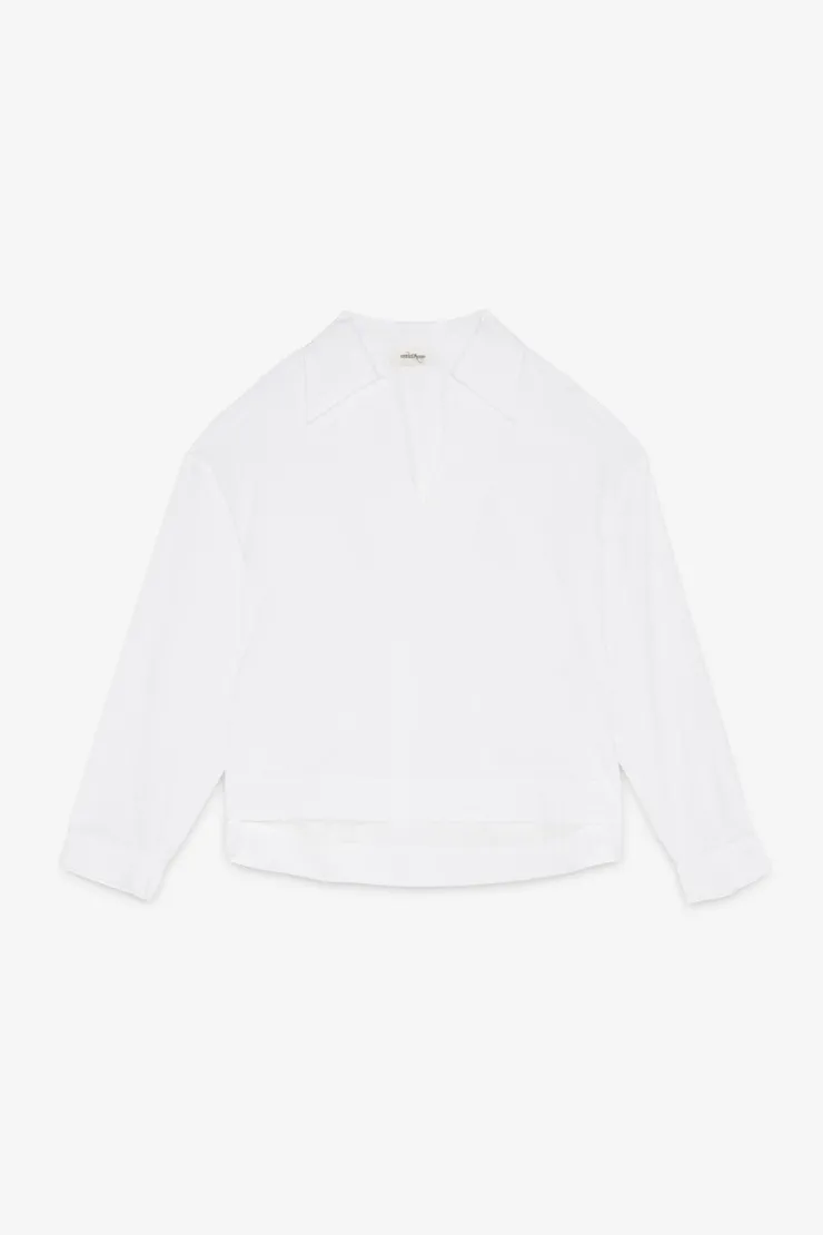 Fashion Button Detailed Cotton Poplin Shirt In Blouses