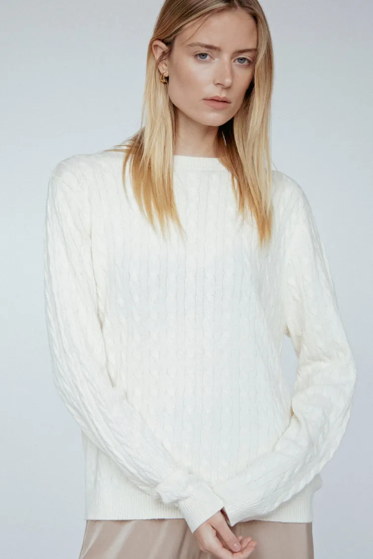 Discount Cashmere Braided Crew Sweater In Sweaters