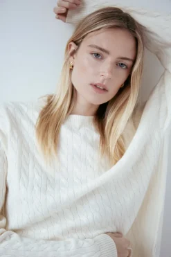 Discount Cashmere Braided Crew Sweater In Sweaters