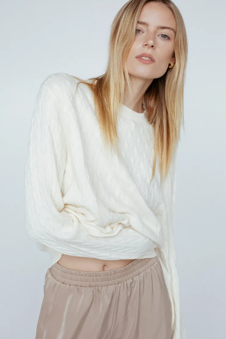 Discount Cashmere Braided Crew Sweater In Sweaters