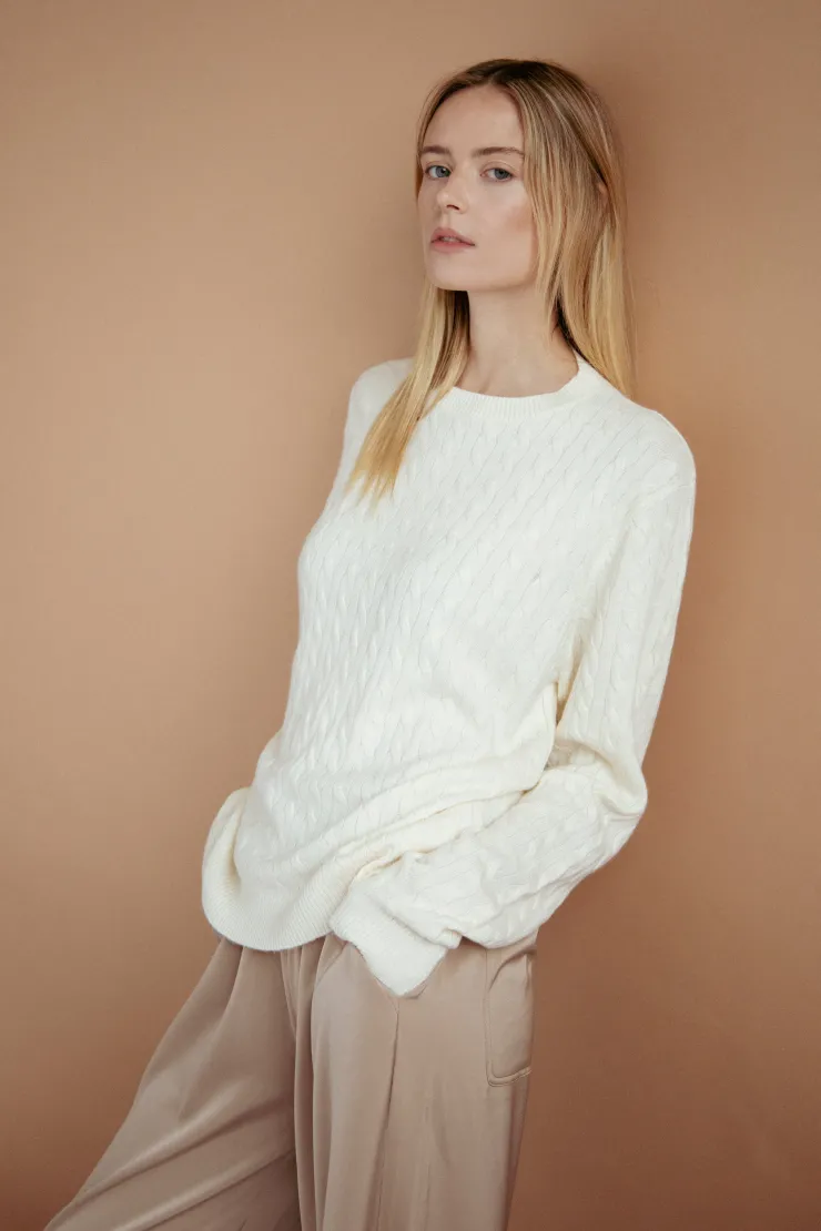 Discount Cashmere Braided Crew Sweater In Sweaters