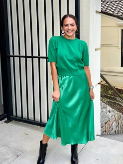 Discount Cashmere Puff Sleeve Sweater In Green Sweaters|Shop All Matching Sets