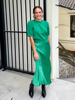 Discount Cashmere Puff Sleeve Sweater In Green Sweaters|Shop All Matching Sets