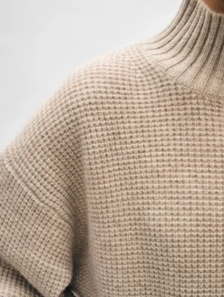 Fashion Cashmere Turtleneck Waffle Sweater In Sweaters