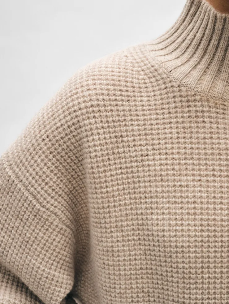 Fashion Cashmere Turtleneck Waffle Sweater In Sweaters