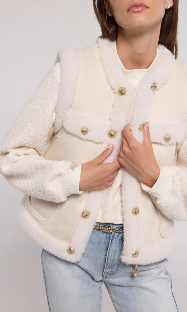 Clearance Chad Vegan Suede Shearling Vest In All Outerwear