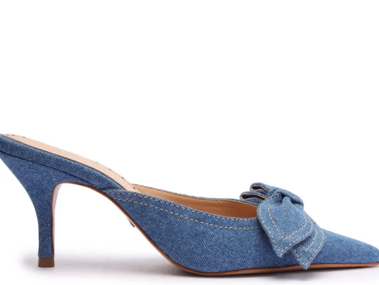 Clearance Claire Bow Slide Heel In Denim Denim|Heels