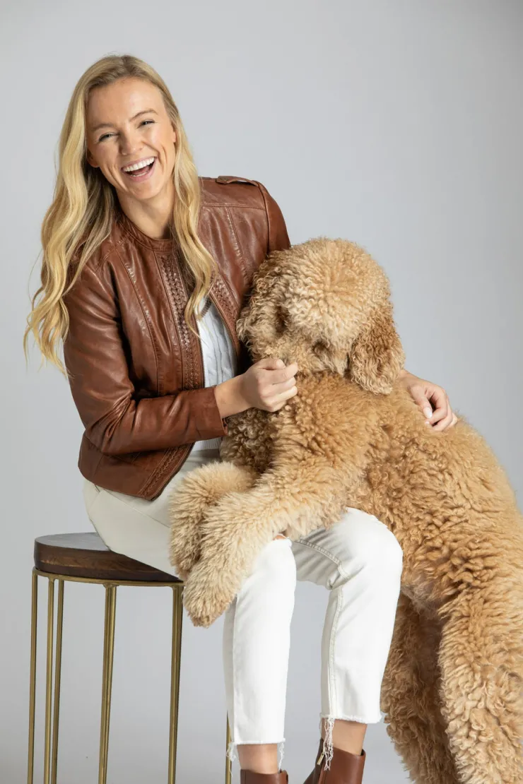 Fashion Classic Zip Leather Jacket With Braided Detail In All Outerwear