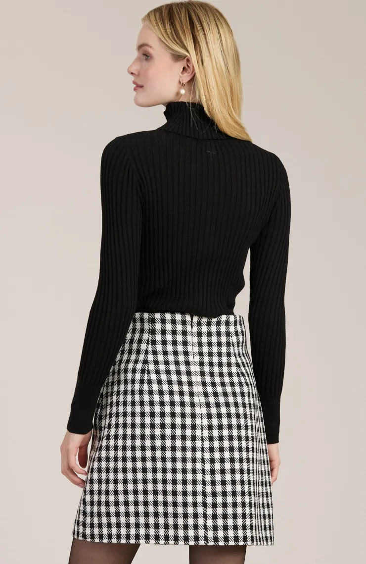 Hot Cotton Cashmere Ribbed Turtleneck Top In Sweaters