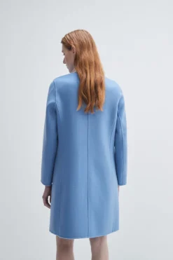 Fashion Crystal Button Lady Coat In Blue All Outerwear|Shop All Matching Sets