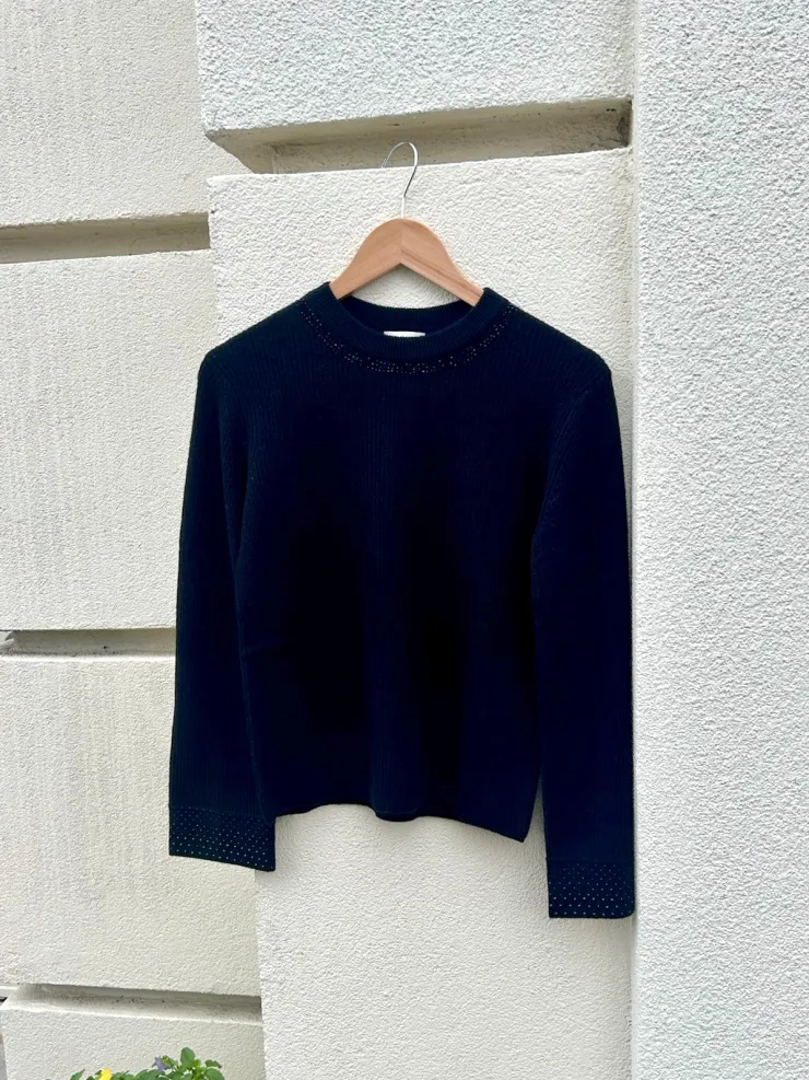 Clearance Crystal Rib Crew Neck Sweater In Sweaters