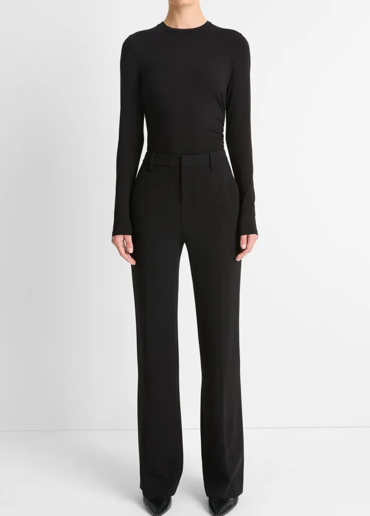 Discount Draped Long Sleeve Crew Neck Top In Basics And Tees