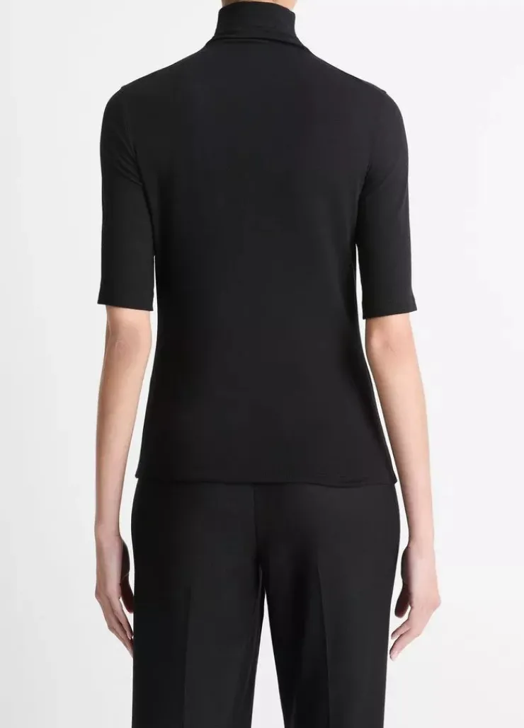 New Elbow Sleeve Turtleneck Top In Basics And Tees