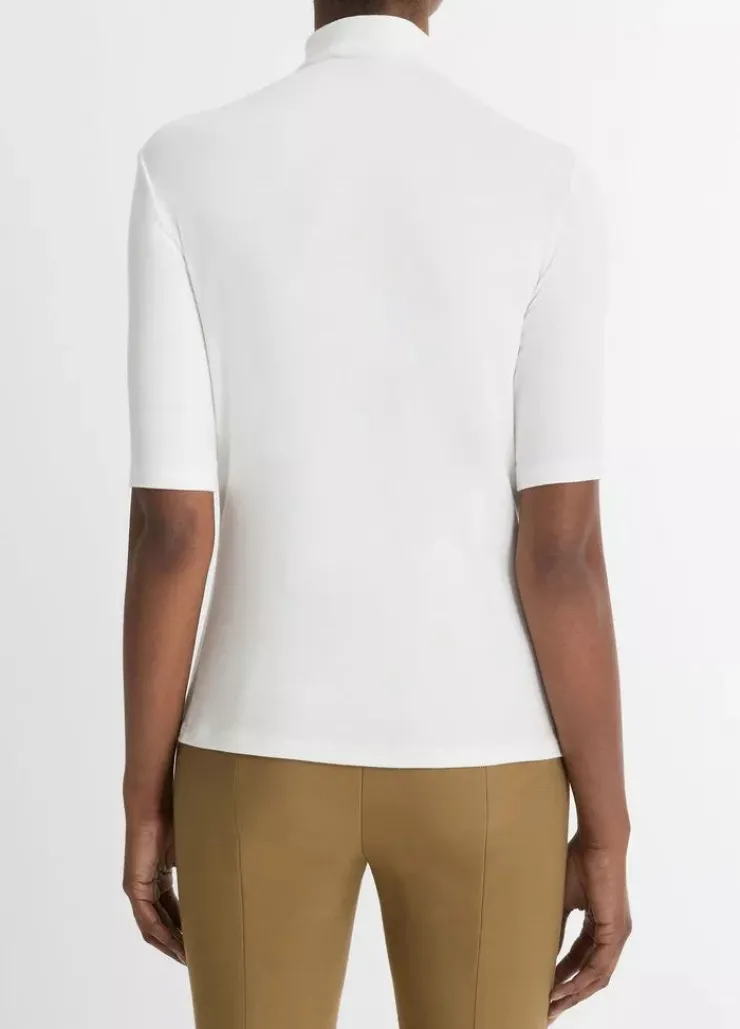 New Elbow Sleeve Turtleneck Top In Basics And Tees