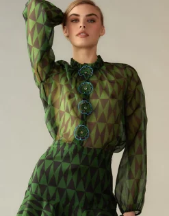 Outlet Evergreen Silk Organza Shirt In Blouses