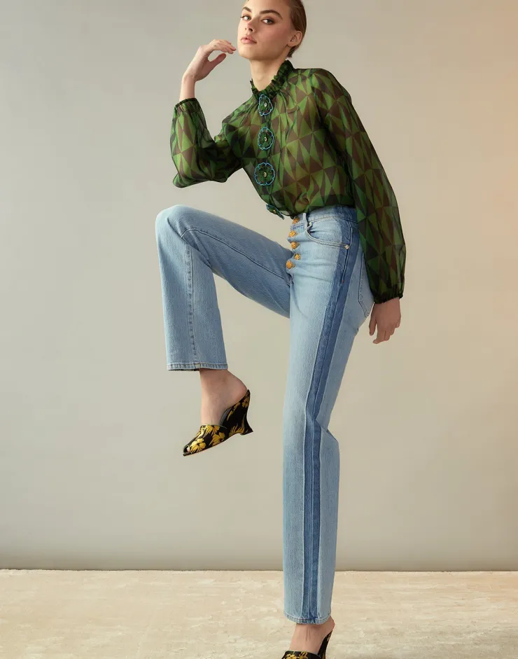 Outlet Evergreen Silk Organza Shirt In Blouses
