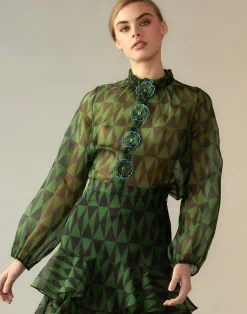 Outlet Evergreen Silk Organza Shirt In Blouses