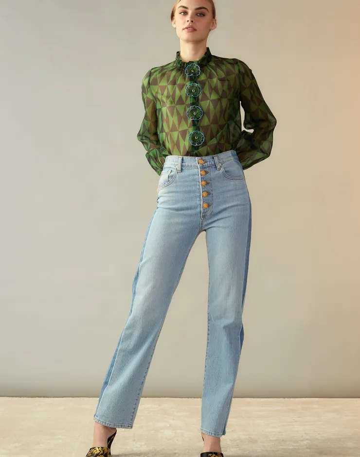 Outlet Evergreen Silk Organza Shirt In Blouses