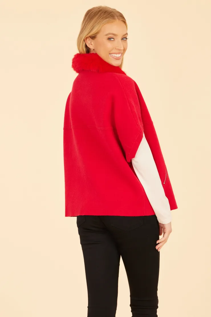 Discount Faux Fur Collar Knit Cardigan In Sweaters