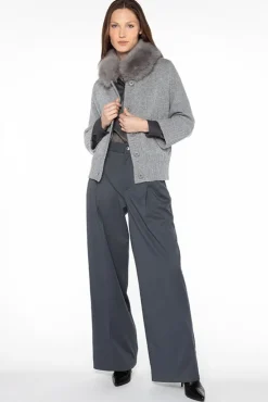 Sale Faux Fur Trim Button Cardigan In Sweaters