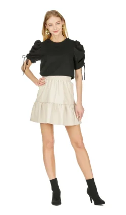 Best Faux Leather Ruffle Hem Skirt In Shorts|Skirts