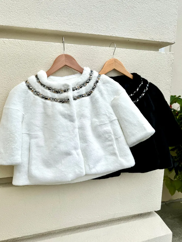 Best Faux Mink Crystal Bolero In Special Occasion Dresses