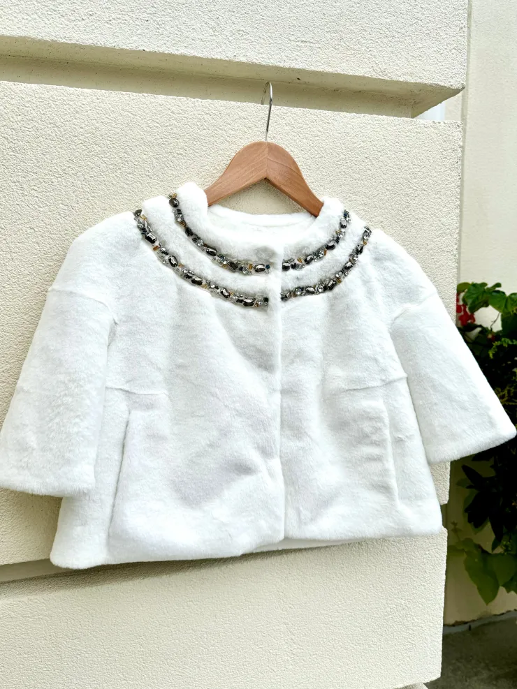 Online Faux Mink Crystal Bolero In Special Occasion Dresses