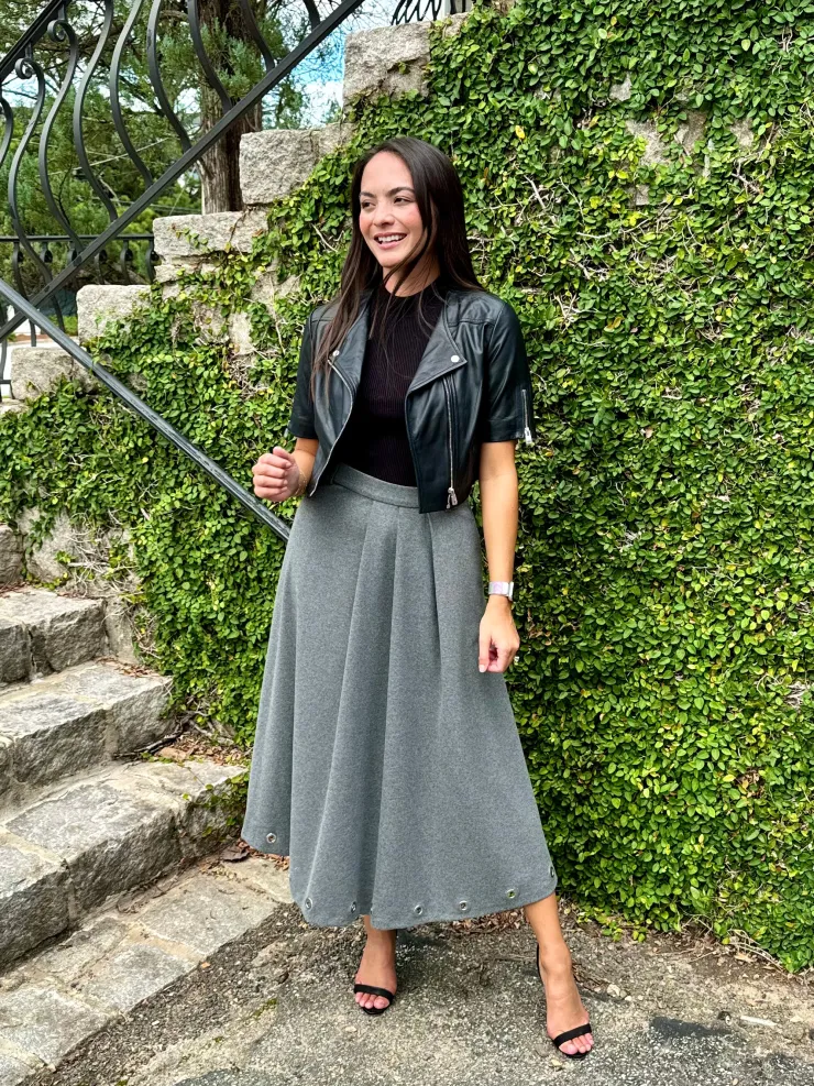 Outlet Fleece Midi Skirt In Grey Skirts