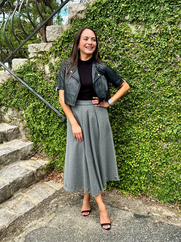 Outlet Fleece Midi Skirt In Grey Skirts
