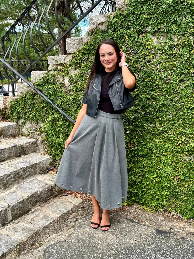 Outlet Fleece Midi Skirt In Grey Skirts