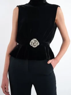 Best Fleur Velvet Top In Black Special Occasion Dresses