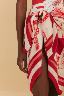 Online Floral Chains Sarong In Red Shop All Swim