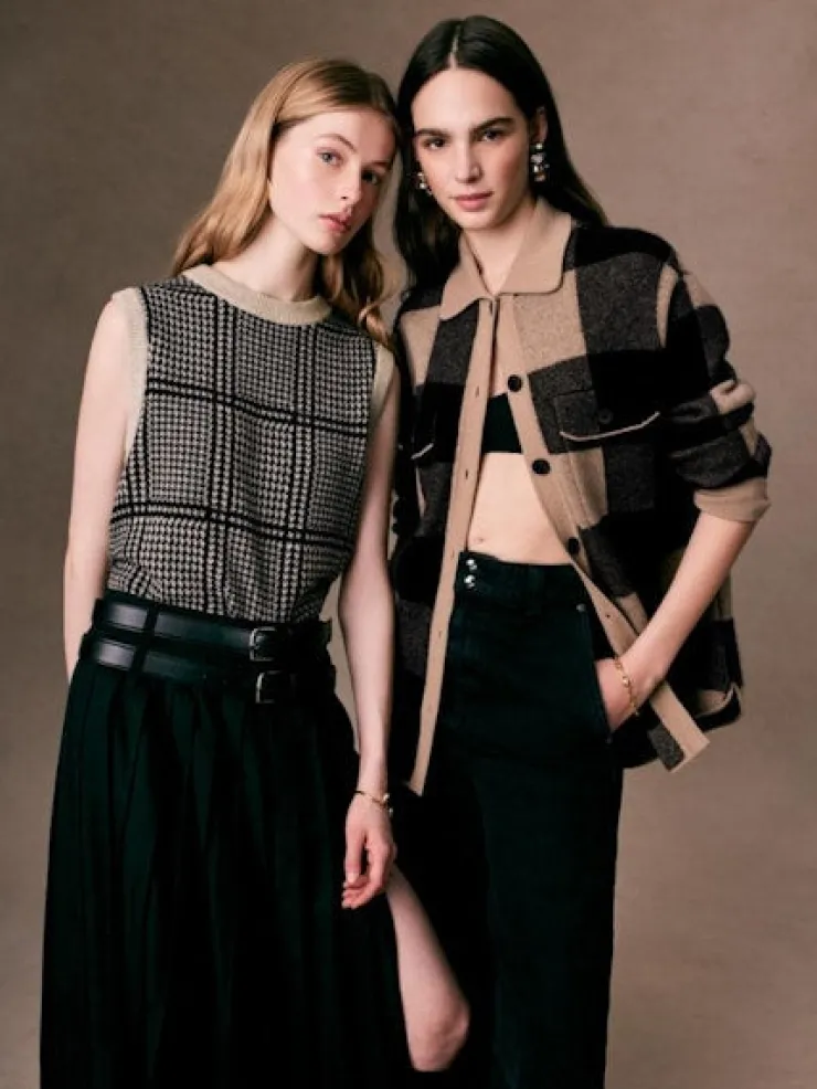 Sale Houndstooth Knit Shell Top In Sweaters