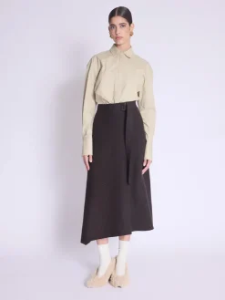 New Janka Trapeze Belted Midi Skirt In Skirts