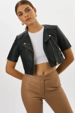 Clearance Kirsi Cropped Biker Jacket In All Outerwear