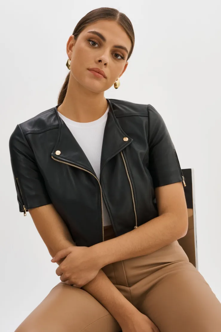 Clearance Kirsi Cropped Biker Jacket In All Outerwear