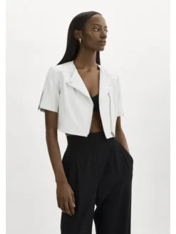 Online Kirsi Cropped Biker Jacket In All Outerwear