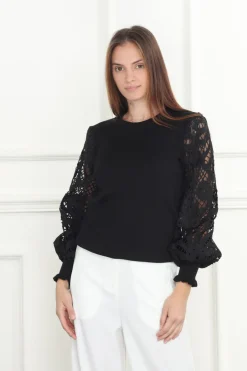 Fashion Lace Balloon Sleeves Sweater In Sweaters|Shop All Matching Sets