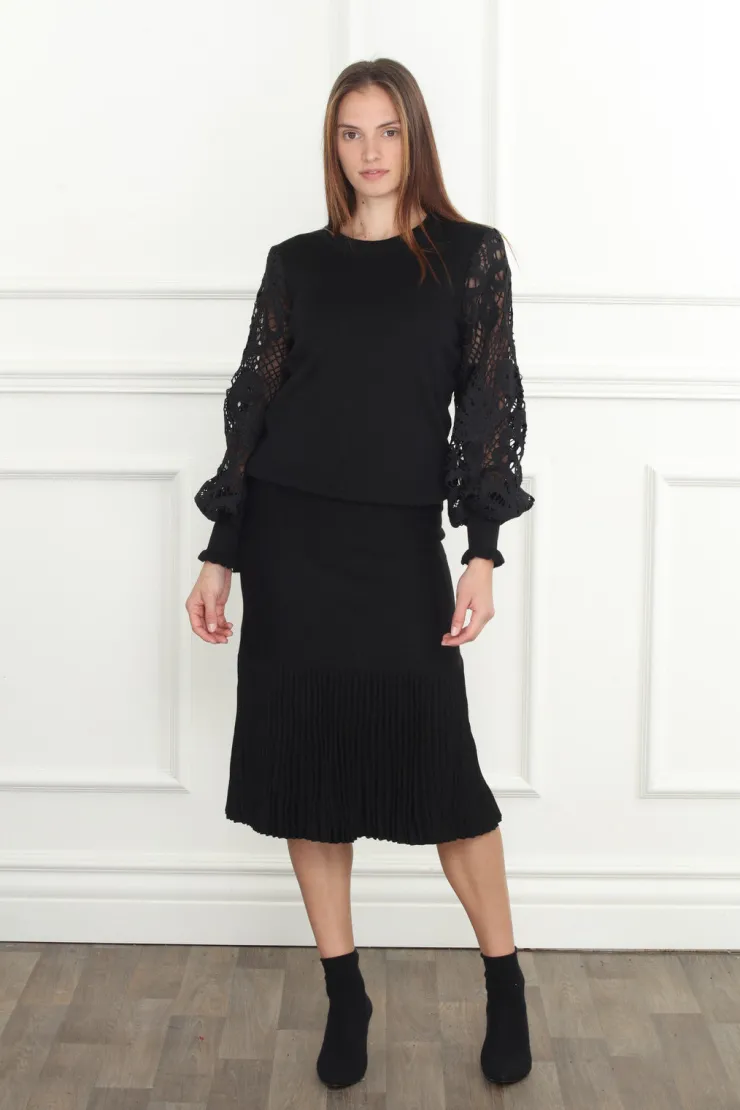 Fashion Lace Balloon Sleeves Sweater In Sweaters|Shop All Matching Sets