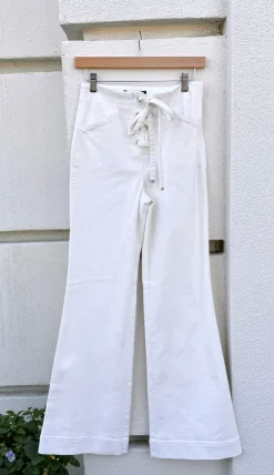 Discount Lace Up Flare Denim In Denim