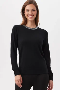Fashion Laelia Rhinestone Trim Sweater In Sweaters